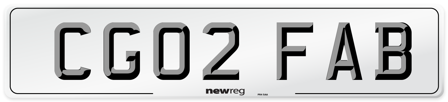 CG02 FAB Number Plate from New Reg